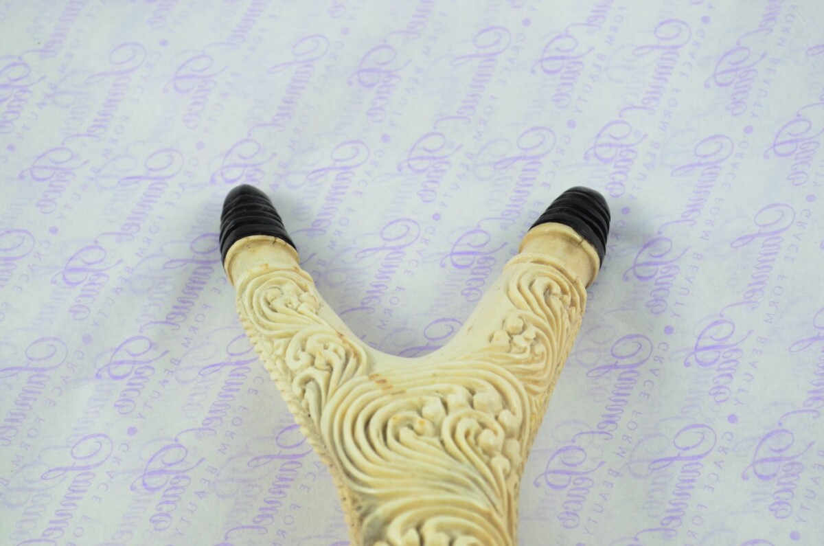 Stag Horn Ornate Hand Carved Catapult / Slingshot with Buffalo Accents - Image 3