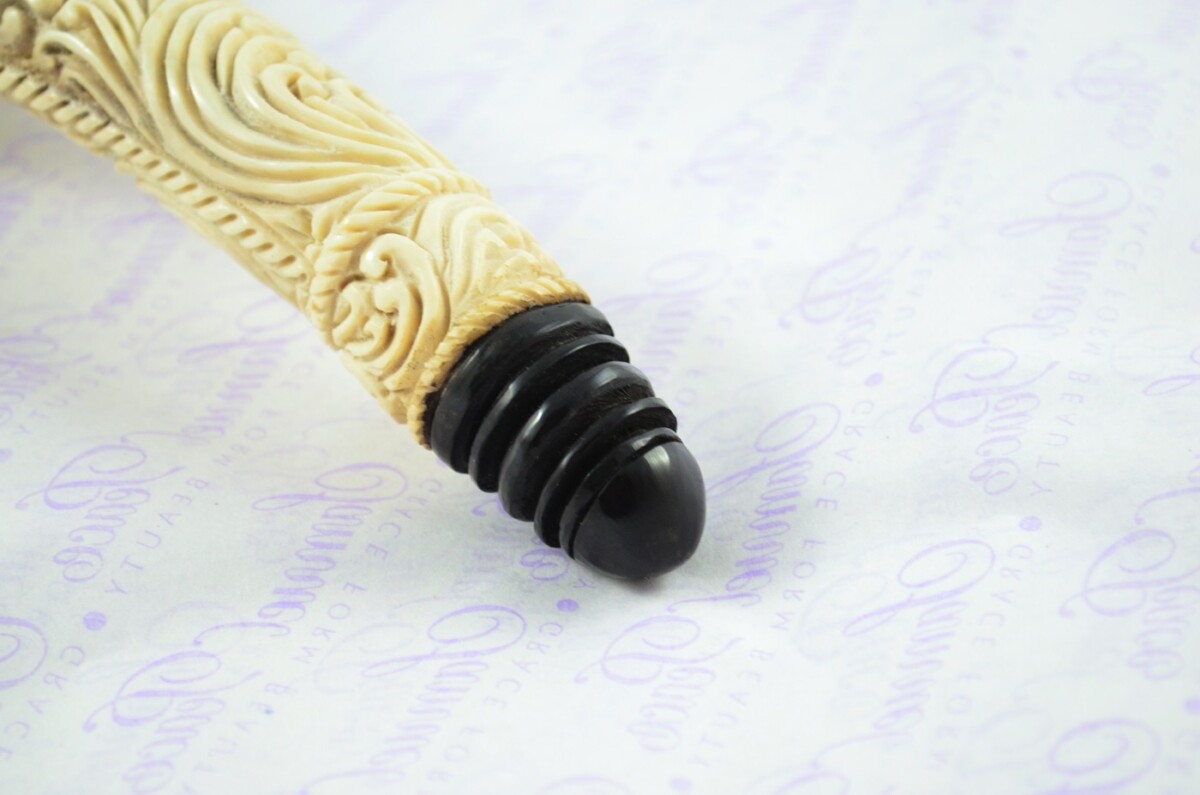 Stag Horn Ornate Hand Carved Catapult / Slingshot with Buffalo Accents - Image 4