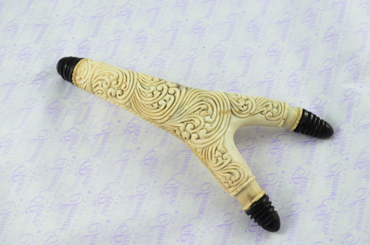 Stag Horn Ornate Hand Carved Catapult / Slingshot with Buffalo Accents - Image 7