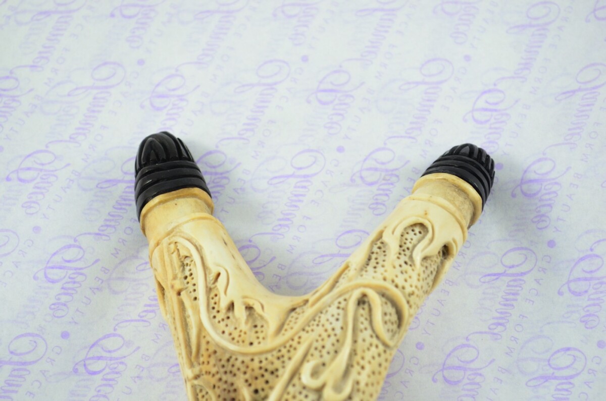 Stag Horn Ornate Hand Carved Catapult / Slingshot with Buffalo Accents - Image 4