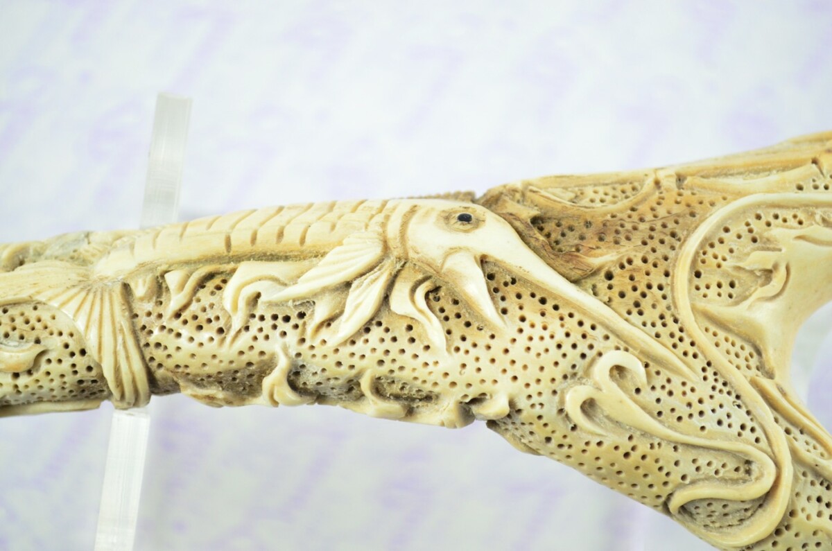 Stag Horn Ornate Hand Carved Catapult / Slingshot with Buffalo Accents - Image 5