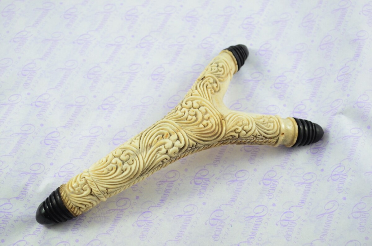 Stag Horn Ornate Hand Carved Catapult / Slingshot with Buffalo Accents