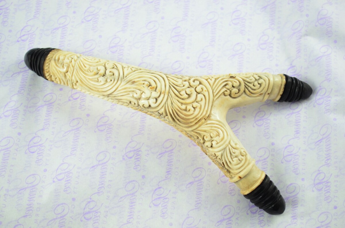 Stag Horn Ornate Hand Carved Catapult / Slingshot with Buffalo Accents - Image 2