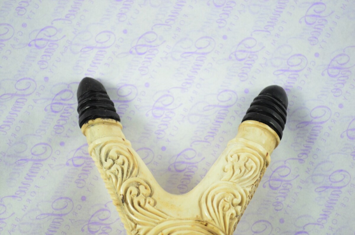 Stag Horn Ornate Hand Carved Catapult / Slingshot with Buffalo Accents - Image 4
