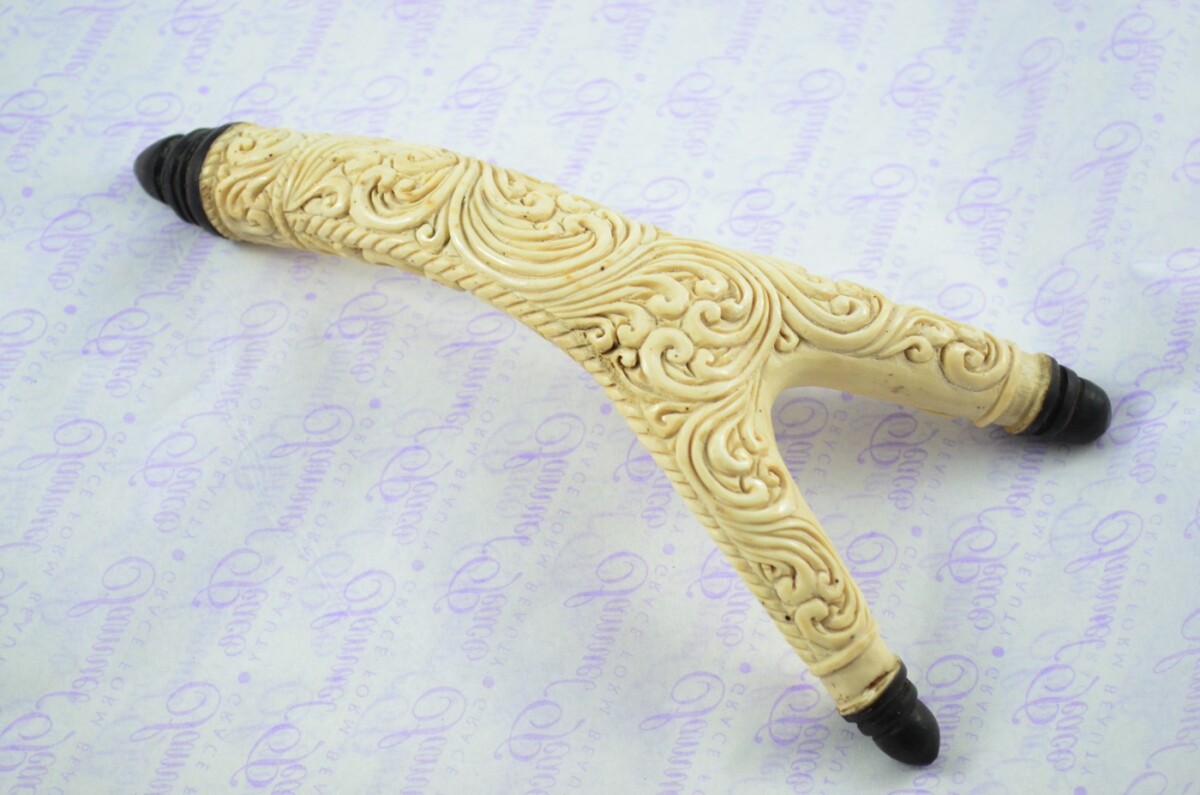 Stag Horn Ornate Hand Carved Catapult / Slingshot with Buffalo Accents - Image 2