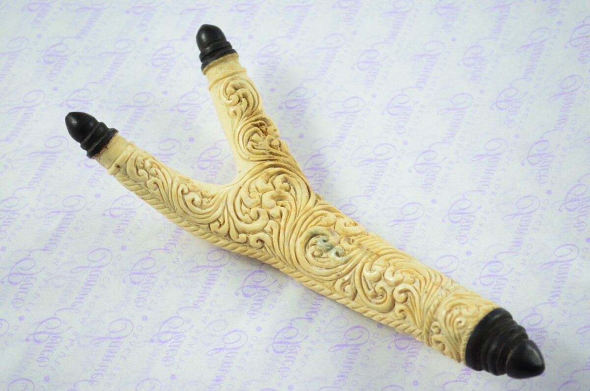 Stag Horn Ornate Hand Carved Catapult / Slingshot with Buffalo Accents - Image 3