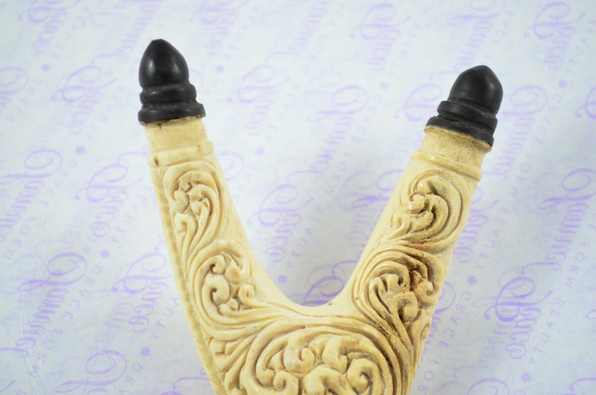 Stag Horn Ornate Hand Carved Catapult / Slingshot with Buffalo Accents - Image 4