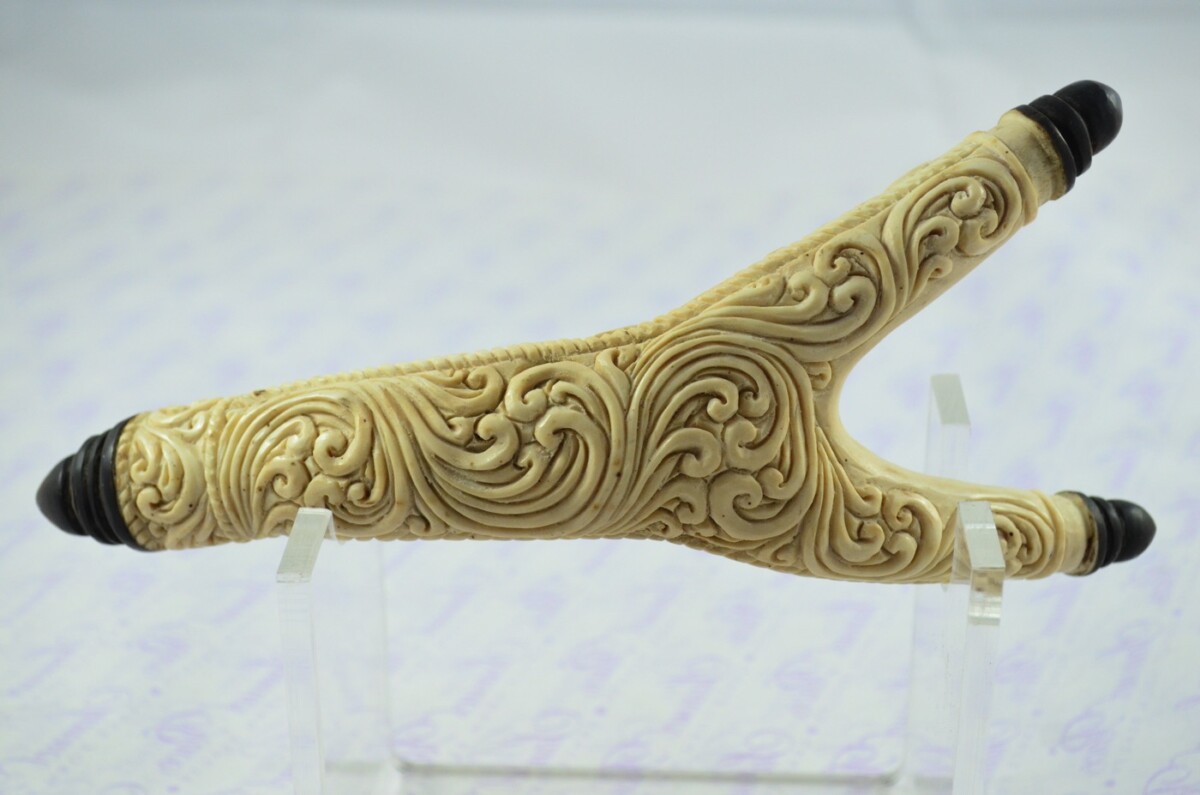 Stag Horn Ornate Hand Carved Catapult / Slingshot with Buffalo Accents - Image 6