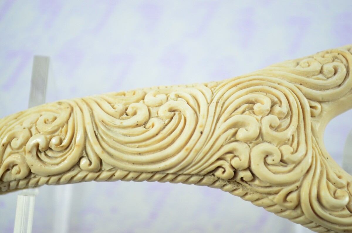 Stag Horn Ornate Hand Carved Catapult / Slingshot with Buffalo Accents - Image 7