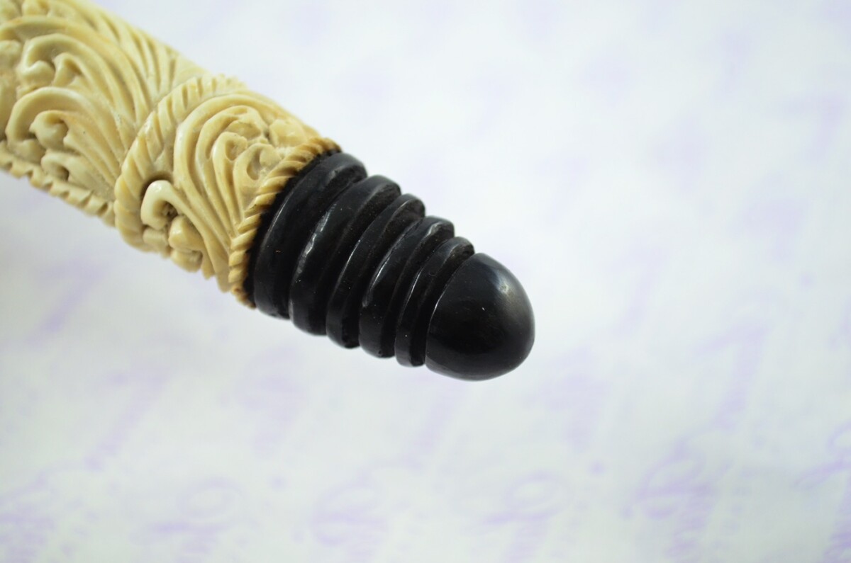 Stag Horn Ornate Hand Carved Catapult / Slingshot with Buffalo Accents - Image 4