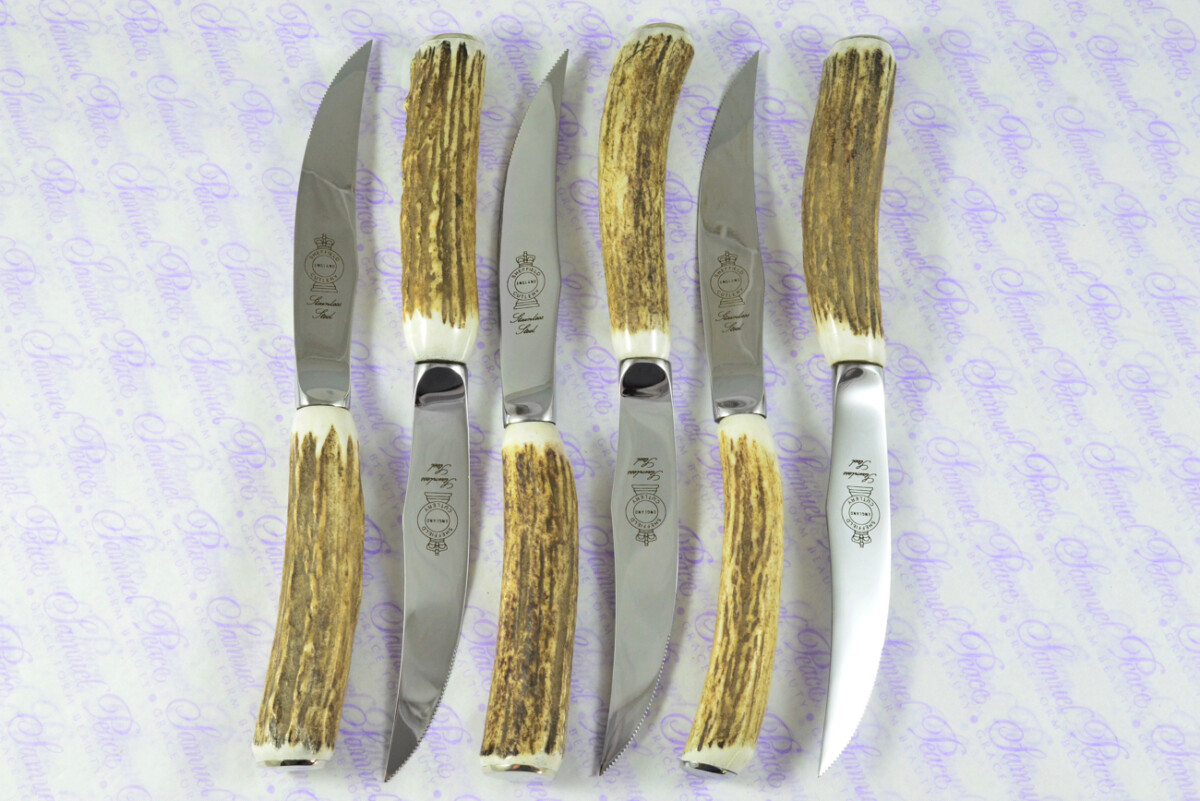 Brand New Six Hump Back Genuine Stag/Antler Handle Steak Knives Made in Sheffield England - Image 2