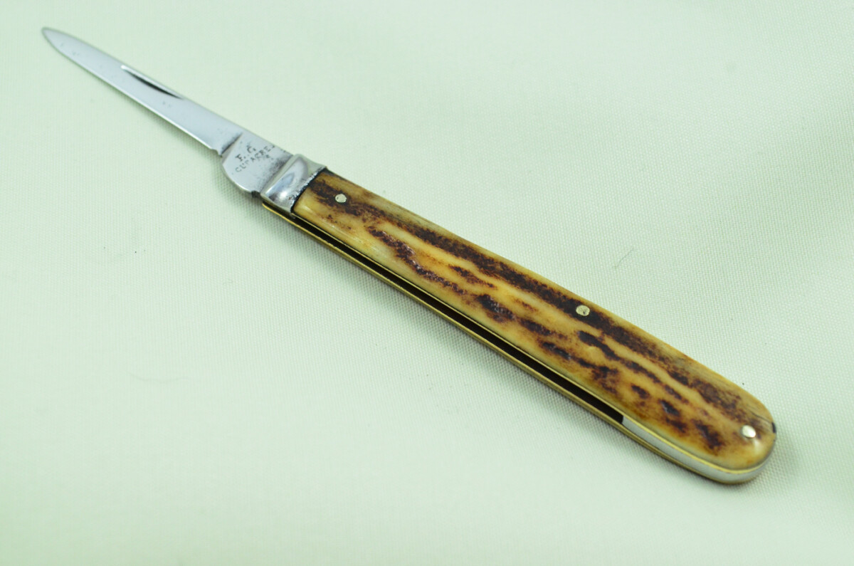 F.G Curaces Sheffield Made 1 Blade Stag Antler Horn Scaled Pen Knife - Image 2