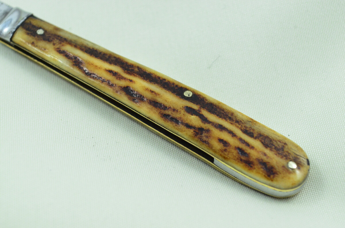 F.G Curaces Sheffield Made 1 Blade Stag Antler Horn Scaled Pen Knife - Image 3