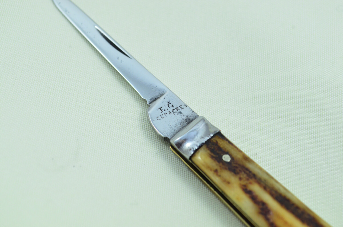 F.G Curaces Sheffield Made 1 Blade Stag Antler Horn Scaled Pen Knife - Image 4
