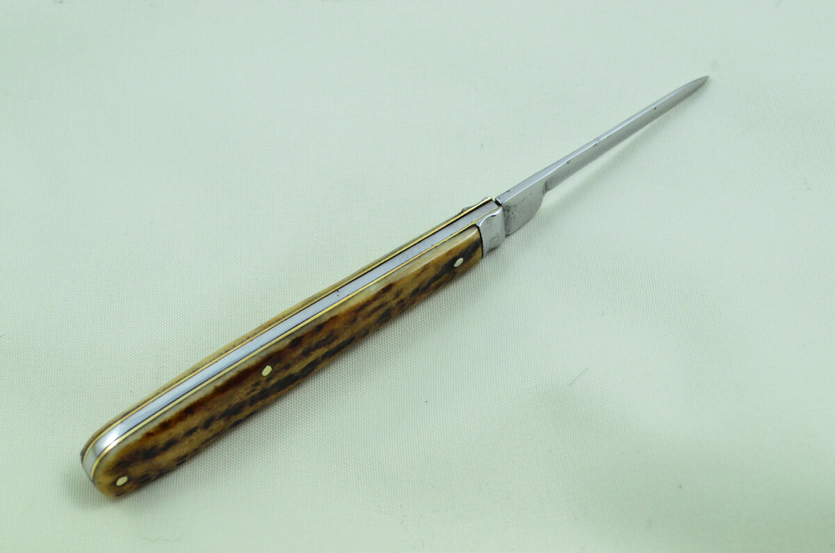 F.G Curaces Sheffield Made 1 Blade Stag Antler Horn Scaled Pen Knife - Image 6