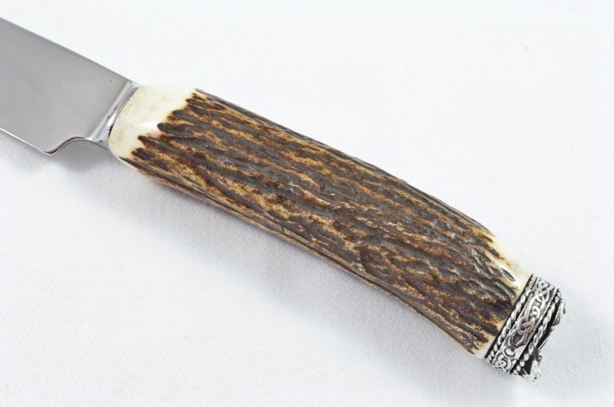 A Genuine Stag Antler Handled Pewter Capped Wedding Cake Knife & Server Set Made In Sheffield England - Image 8