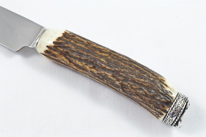 A Genuine Stag Antler Handled Pewter Capped Wedding Cake Knife & Server Set Made In Sheffield England - Image 8