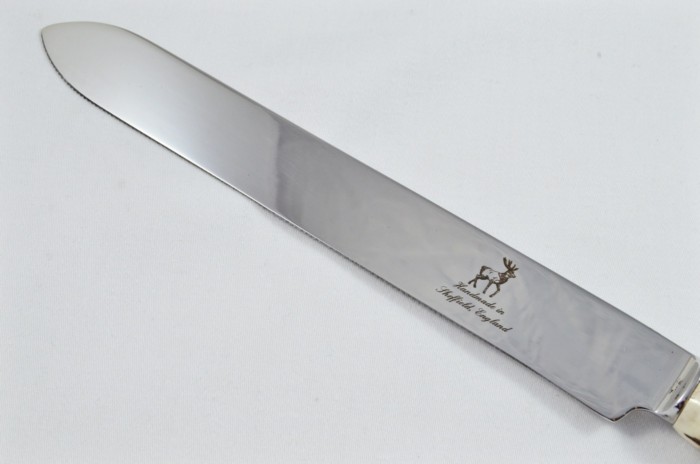 A Genuine Stag Antler Handled Pewter Capped Wedding Cake Knife & Server Set Made In Sheffield England - Image 9