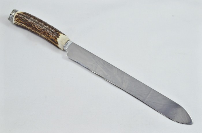 A Genuine Stag Antler Handled Pewter Capped Wedding Cake Knife Made In Sheffield England - Image 6