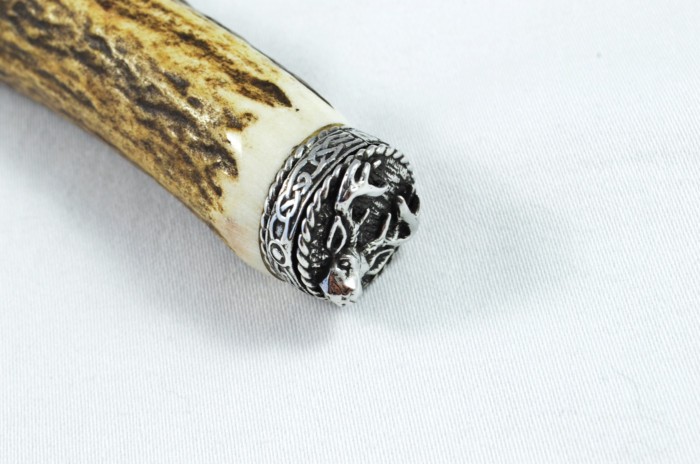 A Genuine Stag Antler Handled Pewter Capped Carving Knife Made In Sheffield England - Image 3
