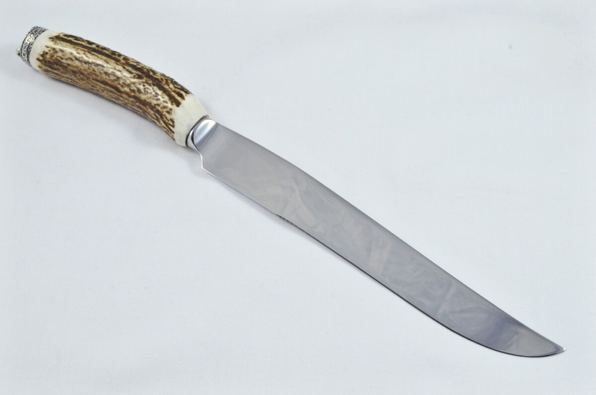 A Genuine Stag Antler Handled Pewter Capped Carving Knife Made In Sheffield England - Image 6