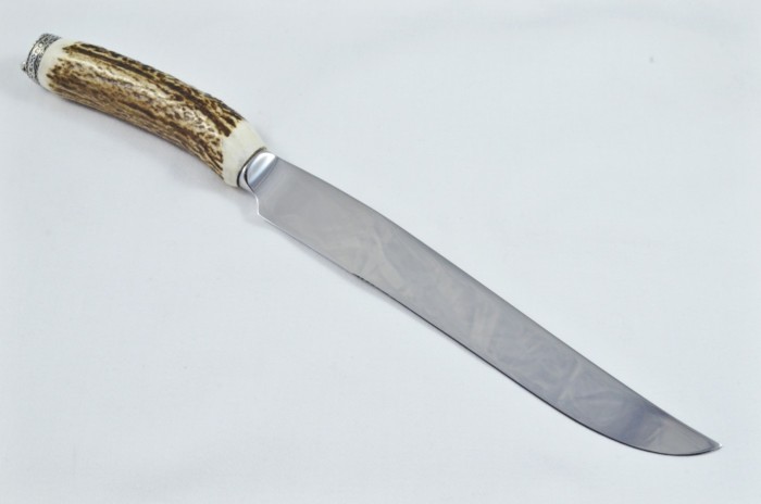 A Genuine Stag Antler Handled Pewter Capped Carving Knife Made In Sheffield England - Image 6