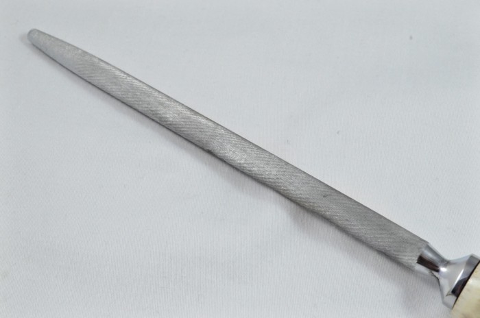 A Genuine Stag Antler Handled Pewter Capped Sharpening Steel Made In Sheffield England - Image 3