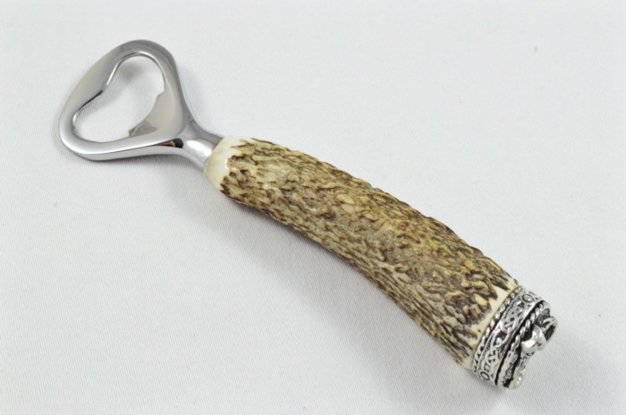 A Genuine Stag Antler Handled Pewter Capped Bottle Opener Made In Sheffield England - Image 3