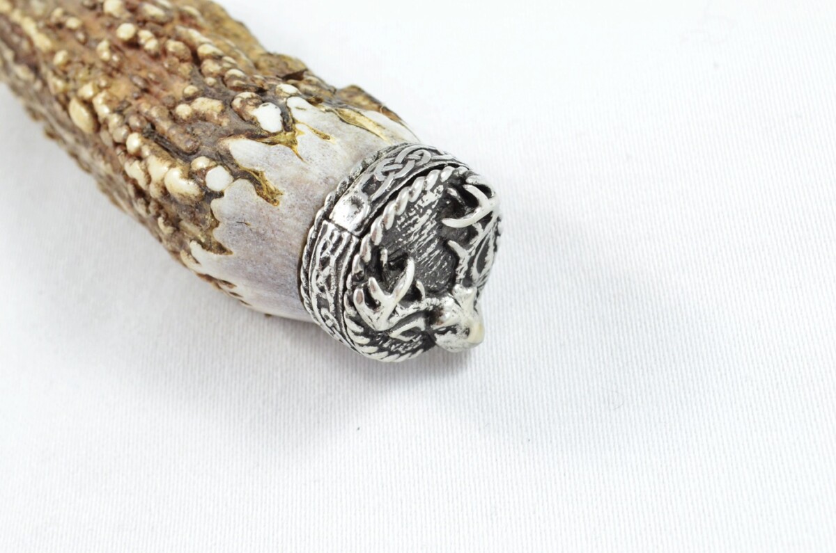 A Genuine Stag Antler Handled Pewter Capped Magnifying Glass Made In Sheffield England - Image 2