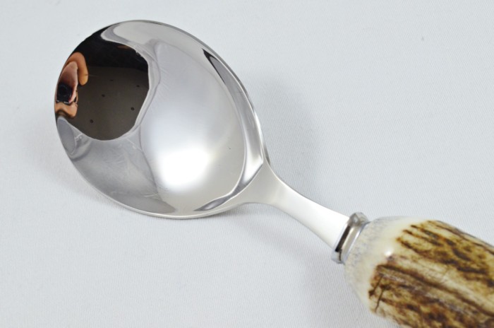 A Genuine Stag Antler Handled Pewter Capped Salad Serving Set Made In Sheffield England - Image 6