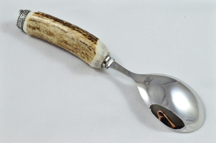 A Genuine Stag Antler Handled Pewter Capped Salad Serving Set Made In Sheffield England - Image 7