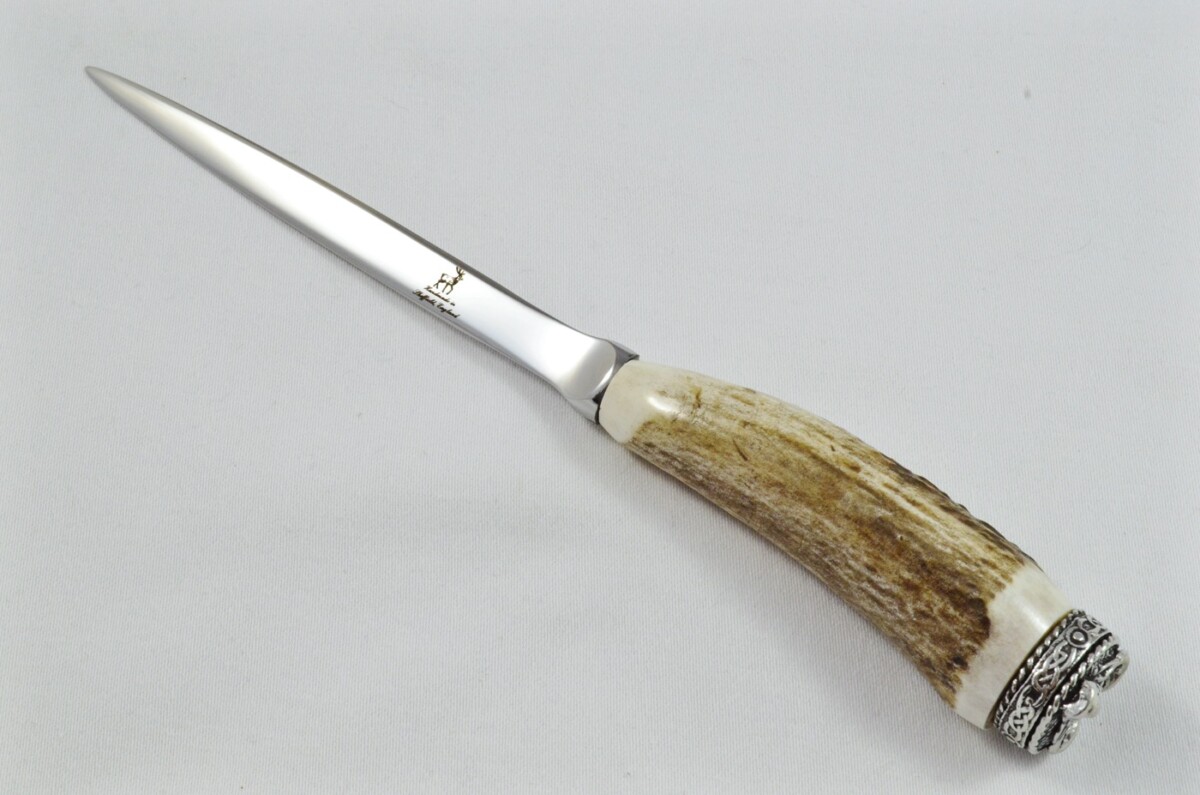 A Genuine Stag Antler Handled Pewter Capped Letter Opener Made In Sheffield England - Image 2