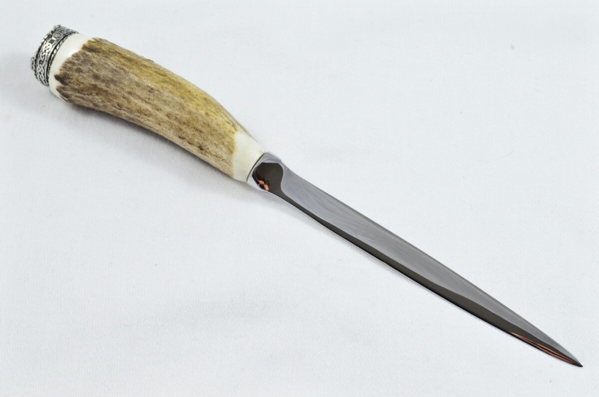 A Genuine Stag Antler Handled Pewter Capped Letter Opener Made In Sheffield England - Image 4