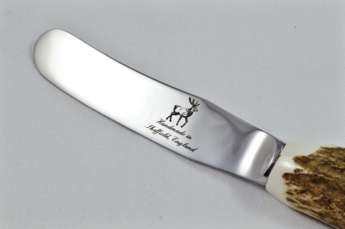 A Genuine Stag Antler Handled Pewter Capped Cheese Board Serving Set Made In Sheffield England - Image 5