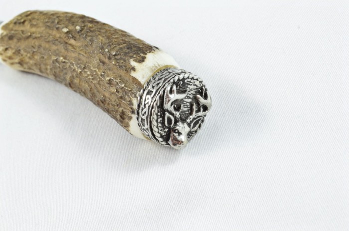 A Genuine Stag Antler Handled Pewter Capped Cheese Board Serving Set Made In Sheffield England - Image 6