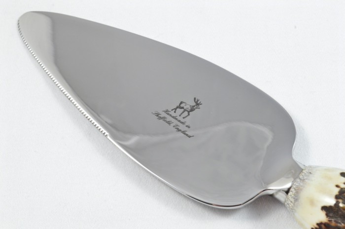 A Genuine Stag Antler Handled Pewter Capped Wedding Cake Knife & Server Set Made In Sheffield England - Image 6