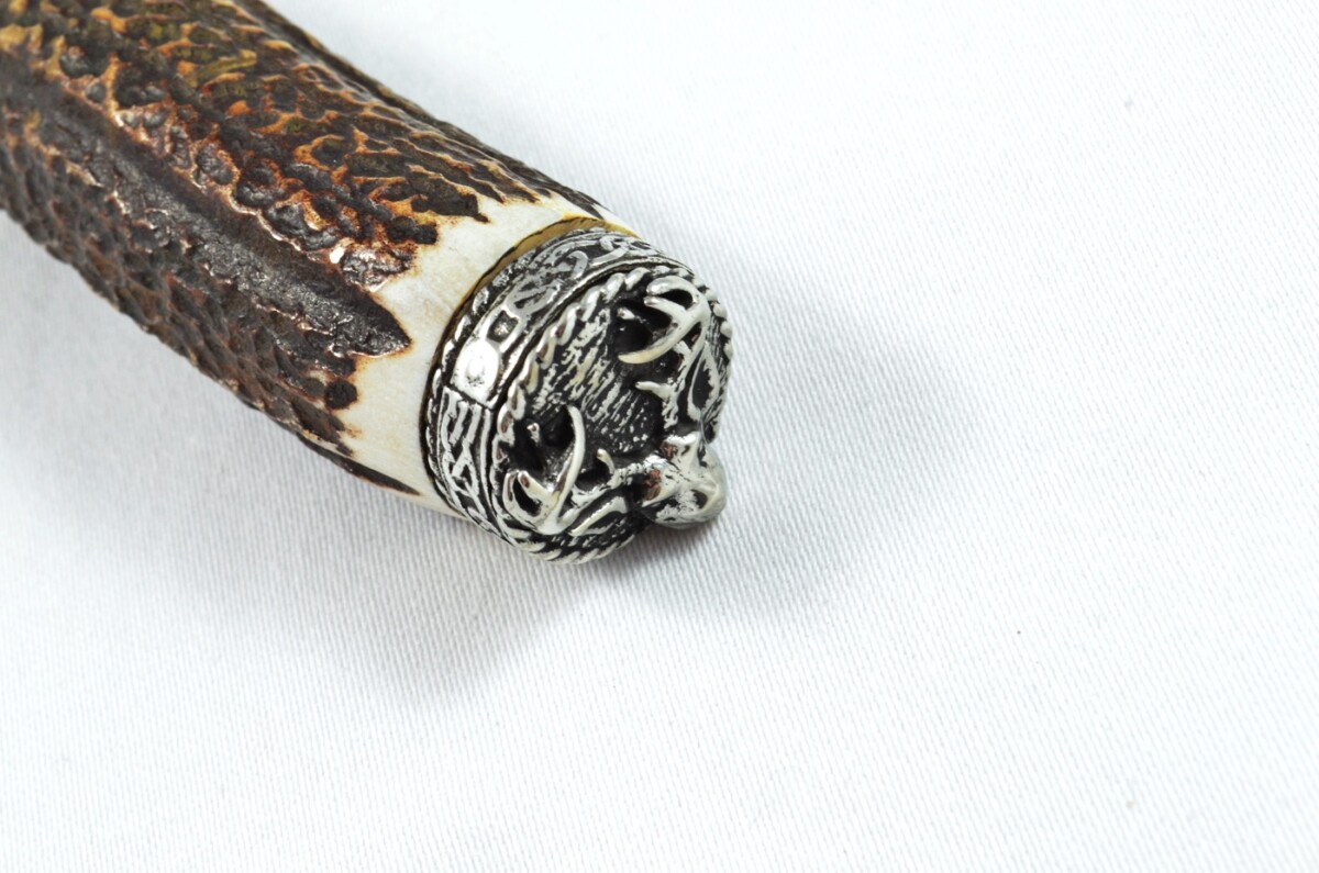 A Genuine Stag Antler Handled Pewter Capped Pie Knife Server Made In Sheffield England - Image 5