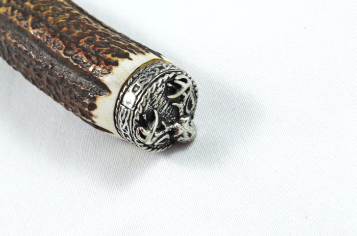 A Genuine Stag Antler Handled Pewter Capped Wedding Cake Knife & Server Set Made In Sheffield England - Image 7