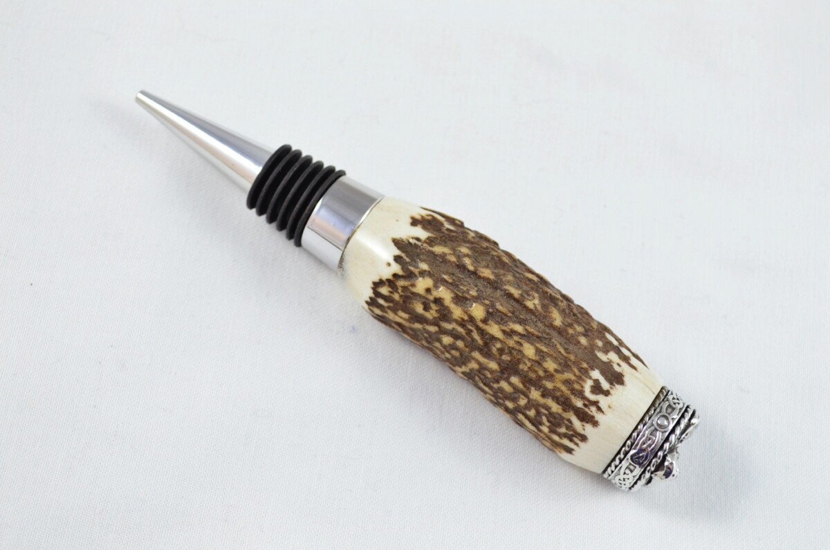 A Genuine Stag Antler Handled Pewter Capped Bar Collection Set Made In Sheffield England - Image 3