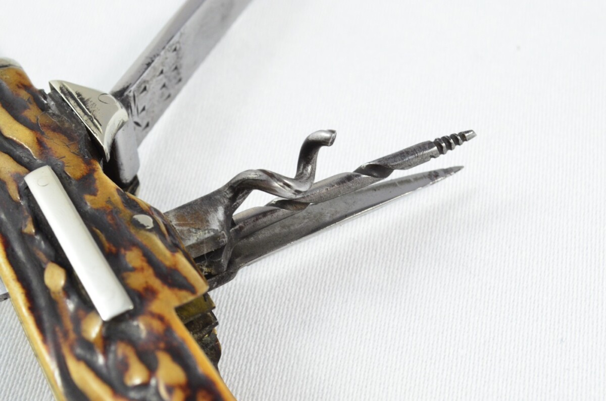 Antique Amazing Wingfield & Rowbotham Sportsman's Pen/Pocket Knife Stag Horn Antler Scales Made in Sheffield England c1880 - Image 6