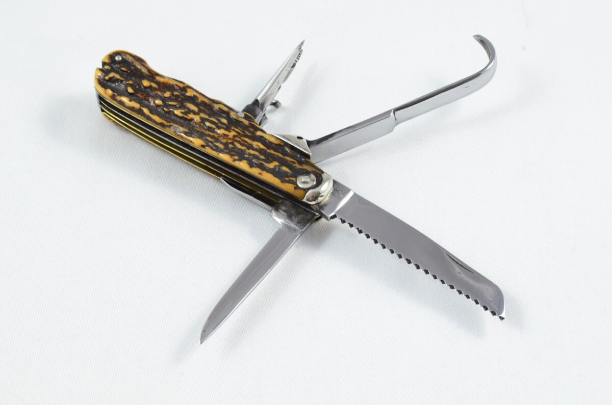 Antique Amazing Wingfield & Rowbotham Sportsman's Pen/Pocket Knife Stag Horn Antler Scales Made in Sheffield England c1880 - Image 7