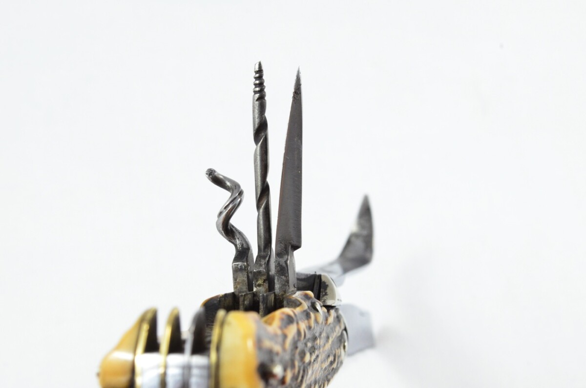 Antique Amazing Wingfield & Rowbotham Sportsman's Pen/Pocket Knife Stag Horn Antler Scales Made in Sheffield England c1880 - Image 8