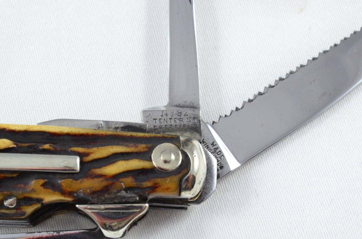 Antique Amazing Wingfield & Rowbotham Sportsman's Pen/Pocket Knife Stag Horn Antler Scales Made in Sheffield England c1880 - Image 12