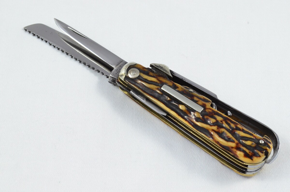 Antique Amazing Wingfield & Rowbotham Sportsman's Pen/Pocket Knife Stag Horn Antler Scales Made in Sheffield England c1880 - Image 11