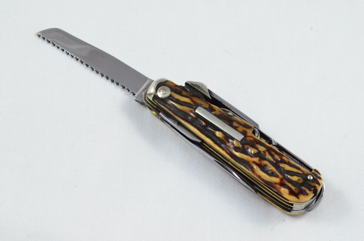 Antique Amazing Wingfield & Rowbotham Sportsman's Pen/Pocket Knife Stag Horn Antler Scales Made in Sheffield England c1880 - Image 10