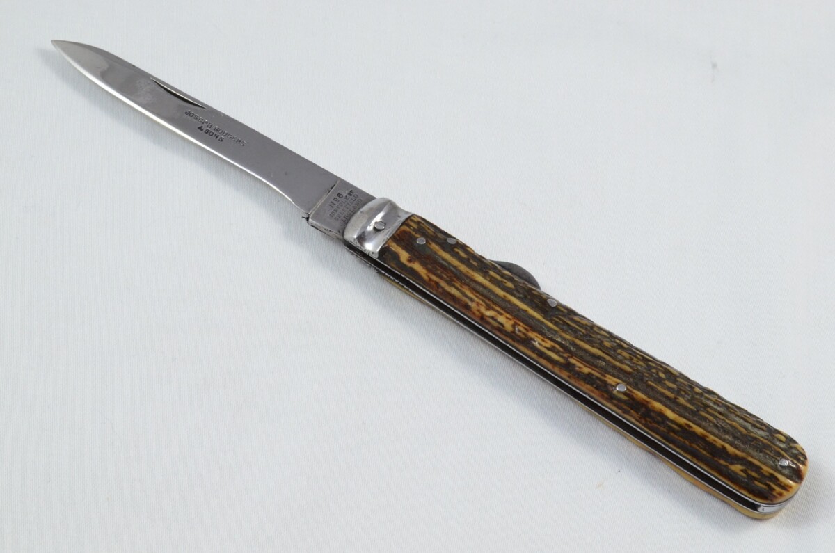 HUGE Joseph Rodgers Sheffield Made Stag Antler Horn Scaled Lock Knife c1900