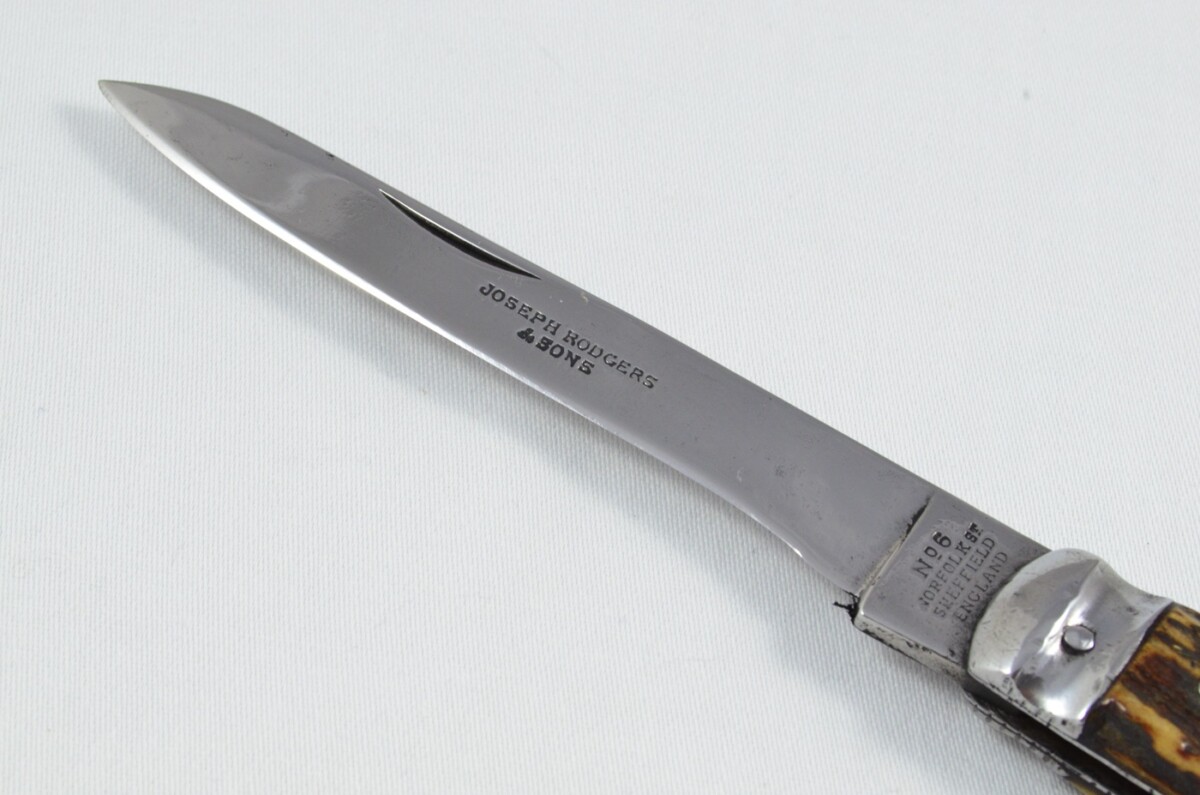 HUGE Joseph Rodgers Sheffield Made Stag Antler Horn Scaled Lock Knife c1900 - Image 3