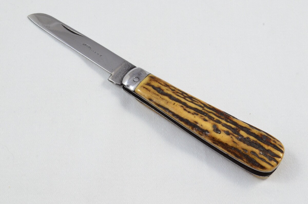 John Petty Sheffield Made 1 Blade Stag Antler Horn Scaled Pen Knife c1820