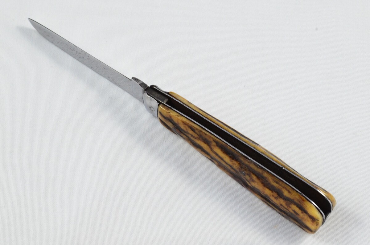 John Petty Sheffield Made 1 Blade Stag Antler Horn Scaled Pen Knife c1820 - Image 5