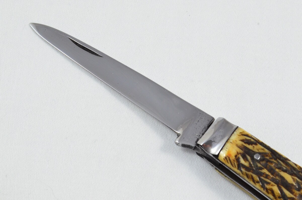 Joseph Rodgers Sheffield Made 1 Blade Stag Antler Horn Scaled Pen Knife - Image 3